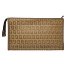 FENDI Zucchino Canvas Clutch Bag Vintage Beige Auth yk18219-2