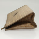 FENDI Zucchino Canvas Clutch Bag Vintage Beige Auth yk18219-3