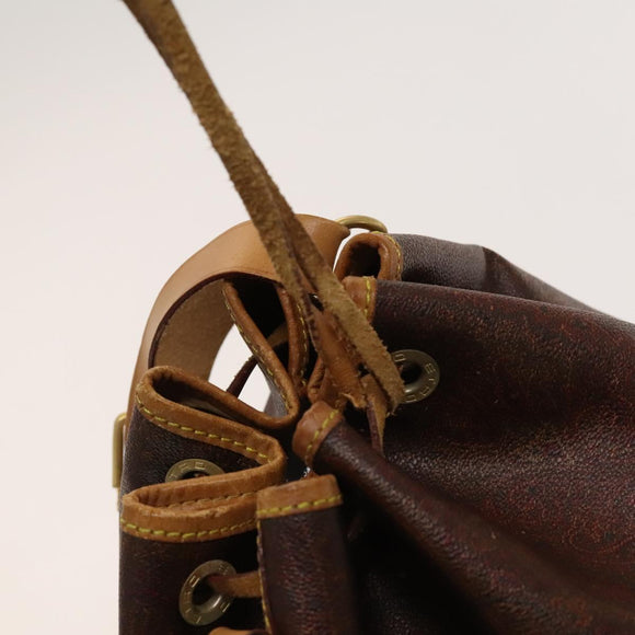 ETRO Paisley Shoulder Bag PVC Brown Gold Auth yk18229