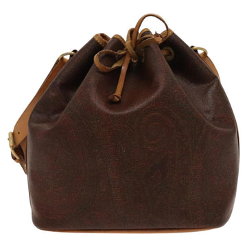 ETRO Paisley Shoulder Bag PVC Brown Gold Auth yk18229 - 0