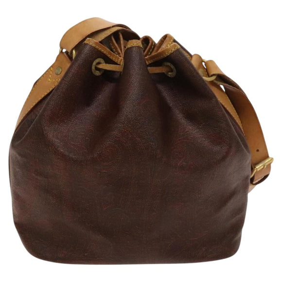 ETRO Paisley Shoulder Bag PVC Brown Gold Auth yk18229