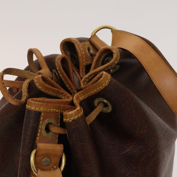 ETRO Paisley Shoulder Bag PVC Brown Gold Auth yk18229