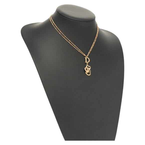 Christian Dior Heart Necklace metal Gold Auth yk18230