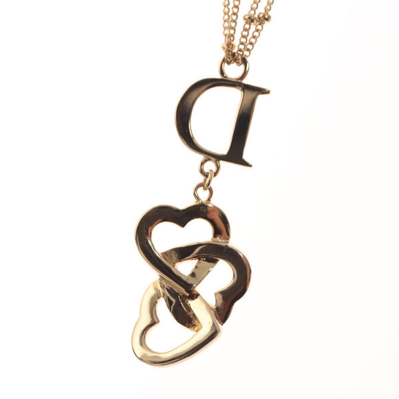Christian Dior Heart Necklace metal Gold Auth yk18230