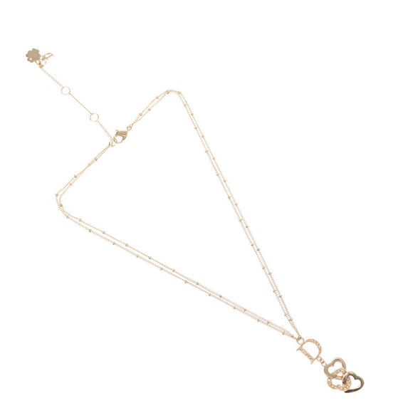 Christian Dior Heart Necklace metal Gold Auth yk18230