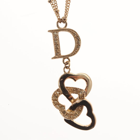 Christian Dior Heart Necklace metal Gold Auth yk18230