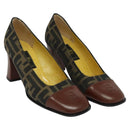 FENDI Zucca Canvas Pumps 36 Pumps Brown Black gold Auth yk18254-1