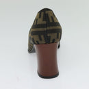 FENDI Zucca Canvas Pumps 36 Pumps Brown Black gold Auth yk18254-15