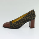 FENDI Zucca Canvas Pumps 36 Pumps Brown Black gold Auth yk18254-16