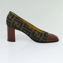 FENDI Zucca Canvas Pumps 36 Pumps Brown Black gold Auth yk18254-17