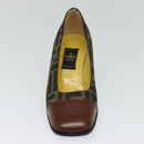 FENDI Zucca Canvas Pumps 36 Pumps Brown Black gold Auth yk18254-2