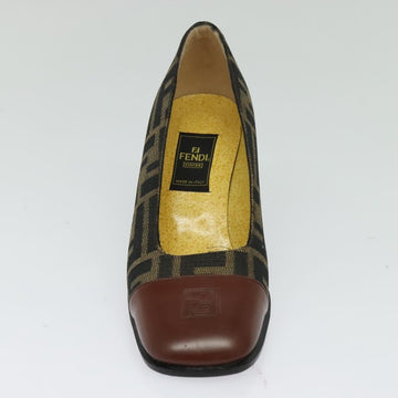 FENDI Zucca Canvas Pumps 36 Pumps Brown Black gold Auth yk18254 - 0