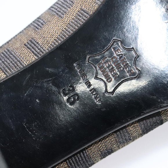 FENDI Zucca Canvas Pumps 36 Pumps Brown Black gold Auth yk18254