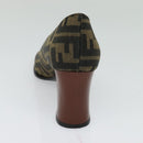 FENDI Zucca Canvas Pumps 36 Pumps Brown Black gold Auth yk18254-3