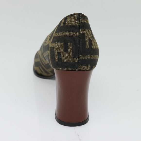 FENDI Zucca Canvas Pumps 36 Pumps Brown Black gold Auth yk18254