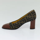 FENDI Zucca Canvas Pumps 36 Pumps Brown Black gold Auth yk18254-4