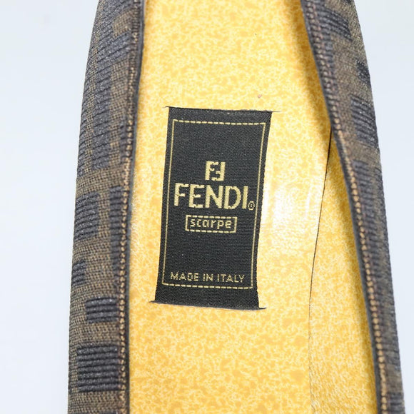 FENDI Zucca Canvas Pumps 36 Pumps Brown Black gold Auth yk18254