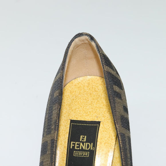 FENDI Zucca Canvas Pumps 36 Pumps Brown Black gold Auth yk18254