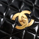 CHANEL Matelasse Chain Shoulder Bag Patent leather Black Gold CC Auth yk18276-18