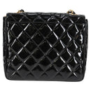 CHANEL Matelasse Chain Shoulder Bag Patent leather Black Gold CC Auth yk18276-2
