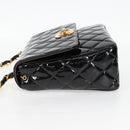 CHANEL Matelasse Chain Shoulder Bag Patent leather Black Gold CC Auth yk18276-3