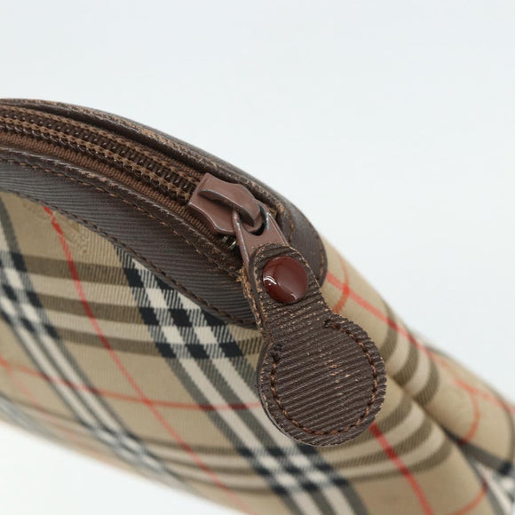 Burberrys Nova Check Pouch Canvas Beige Auth yk18283