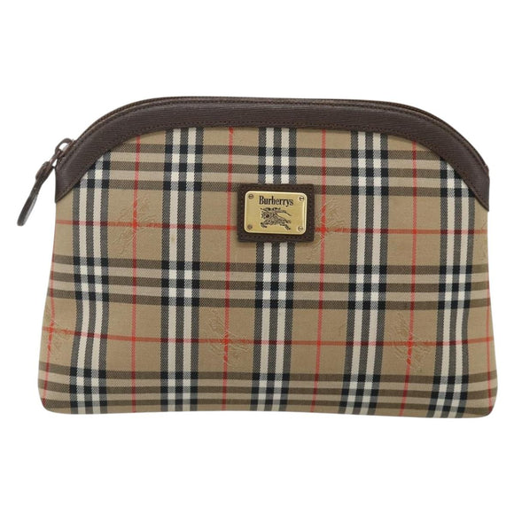 Burberrys Nova Check Pouch Canvas Beige Auth yk18283