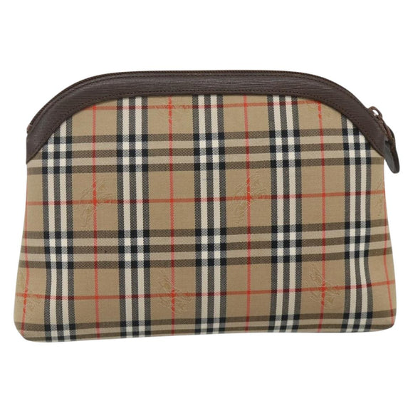 Burberrys Nova Check Pouch Canvas Beige Auth yk18283