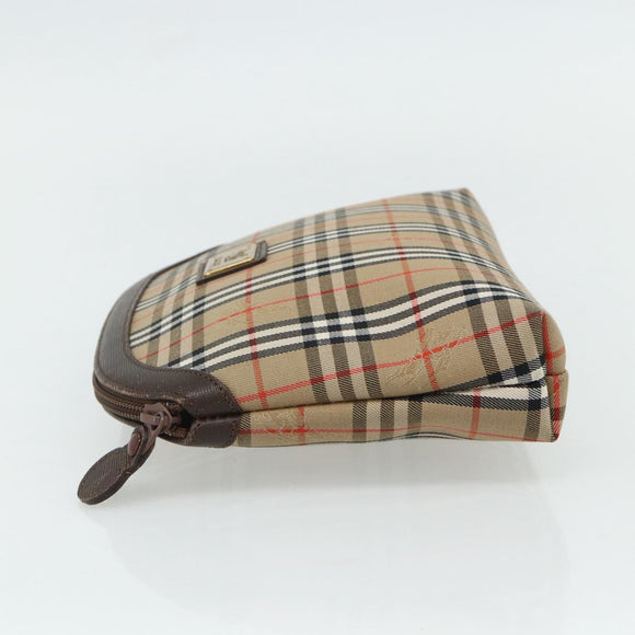 Burberrys Nova Check Pouch Canvas Beige Auth yk18283