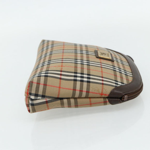 Burberrys Nova Check Pouch Canvas Beige Auth yk18283