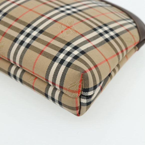 Burberrys Nova Check Pouch Canvas Beige Auth yk18283
