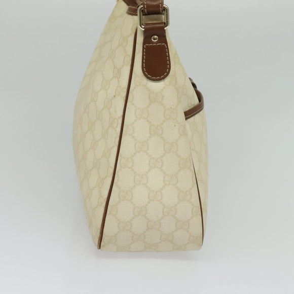 GUCCI GG Supreme Shoulder Bag PVC White Gold 189898 Auth yk18307