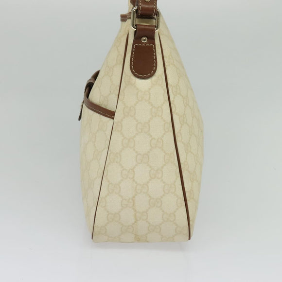 GUCCI GG Supreme Shoulder Bag PVC White Gold 189898 Auth yk18307
