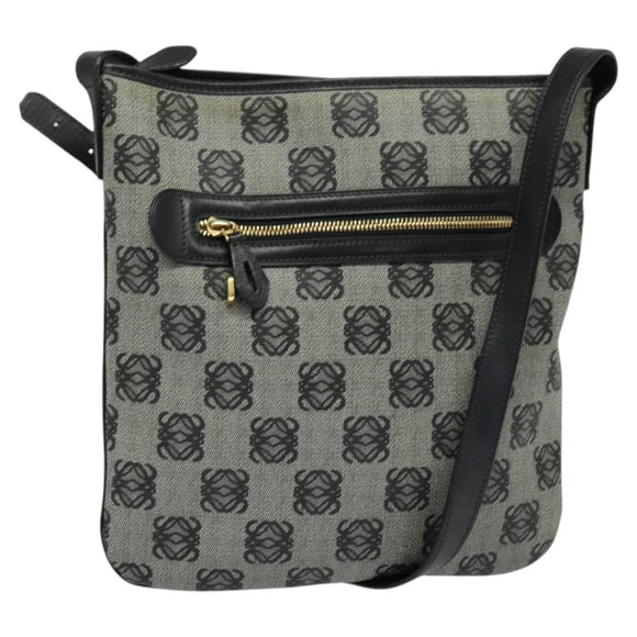 LOEWE anagram Shoulder Bag PVC Gray Gold Auth yk18308