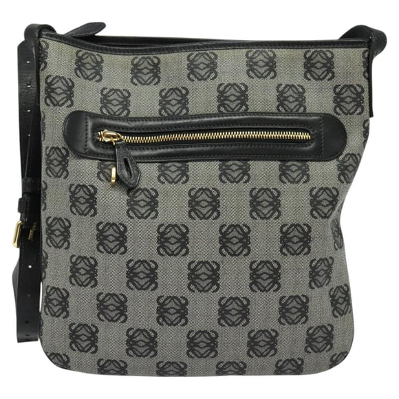 LOEWE anagram Shoulder Bag PVC Gray Gold Auth yk18308