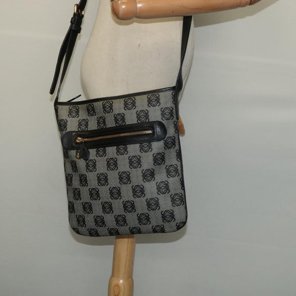 LOEWE anagram Shoulder Bag PVC Gray Gold Auth yk18308
