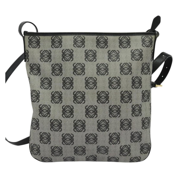 LOEWE anagram Shoulder Bag PVC Gray Gold Auth yk18308