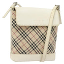 BURBERRY Nova Check Shoulder Bag Canvas Beige Silver Auth yk18321-1