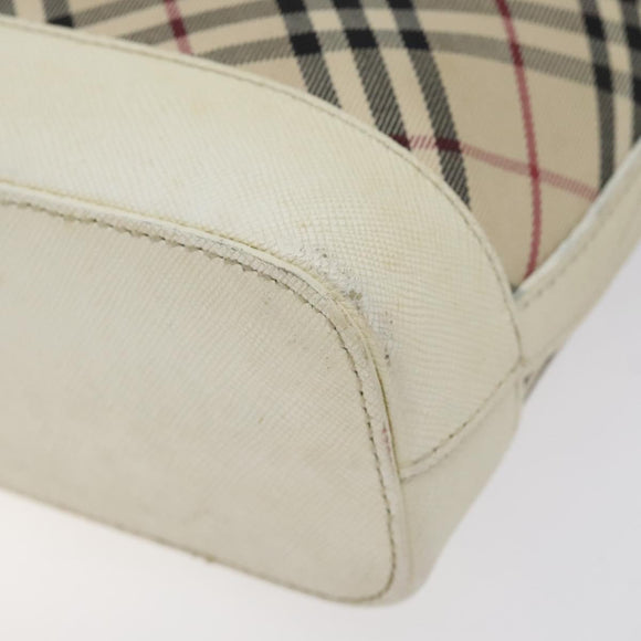 BURBERRY Nova Check Shoulder Bag Canvas Beige Silver Auth yk18321