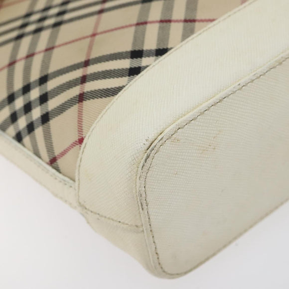 BURBERRY Nova Check Shoulder Bag Canvas Beige Silver Auth yk18321