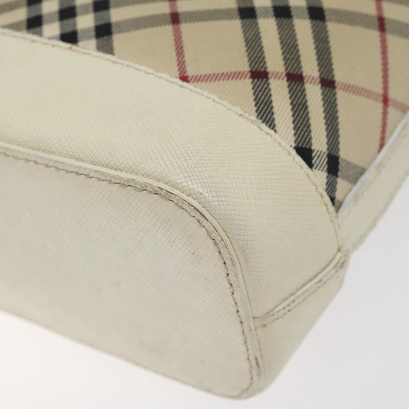 BURBERRY Nova Check Shoulder Bag Canvas Beige Silver Auth yk18321