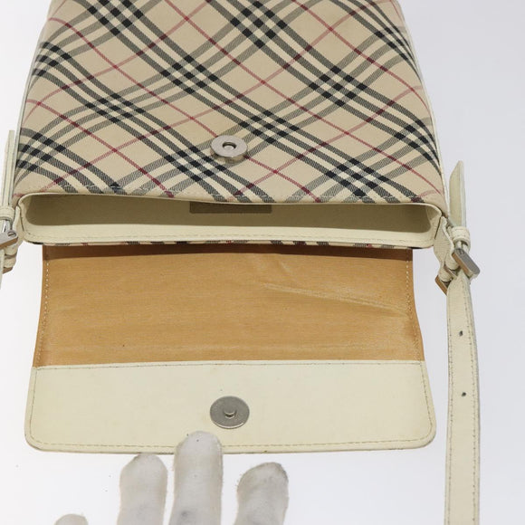 BURBERRY Nova Check Shoulder Bag Canvas Beige Silver Auth yk18321