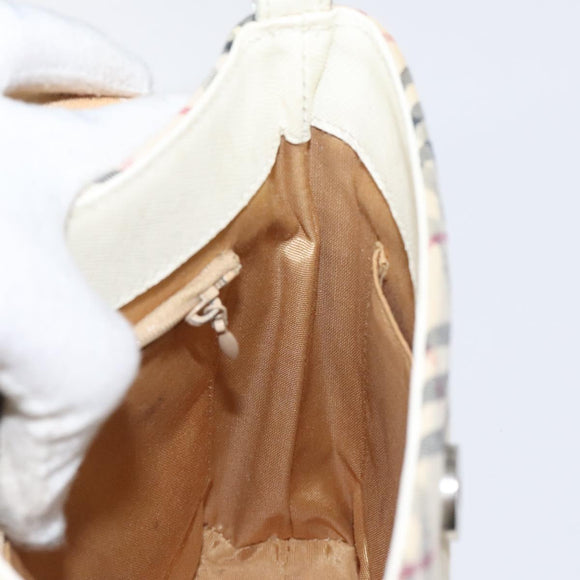 BURBERRY Nova Check Shoulder Bag Canvas Beige Silver Auth yk18321