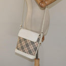 BURBERRY Nova Check Shoulder Bag Canvas Beige Silver Auth yk18321-21