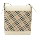 BURBERRY Nova Check Shoulder Bag Canvas Beige Silver Auth yk18321-2
