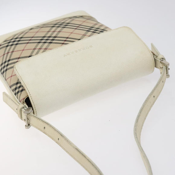 BURBERRY Nova Check Shoulder Bag Canvas Beige Silver Auth yk18321