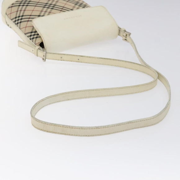 BURBERRY Nova Check Shoulder Bag Canvas Beige Silver Auth yk18321