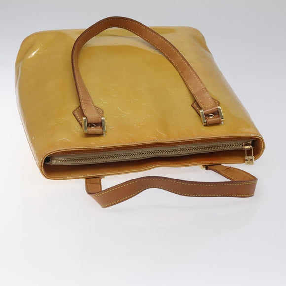 LOUIS VUITTON Monogram Vernis Houston Hand Bag Beige M91004 LV Auth yk18346