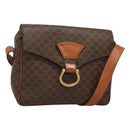 CELINE Macadam Canvas Shoulder Bag PVC Leather Brown Gold Auth yk18347-1