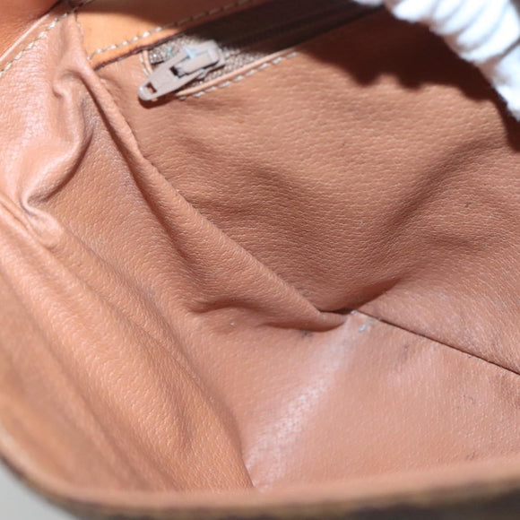 CELINE Macadam Canvas Shoulder Bag PVC Leather Brown Gold Auth yk18347